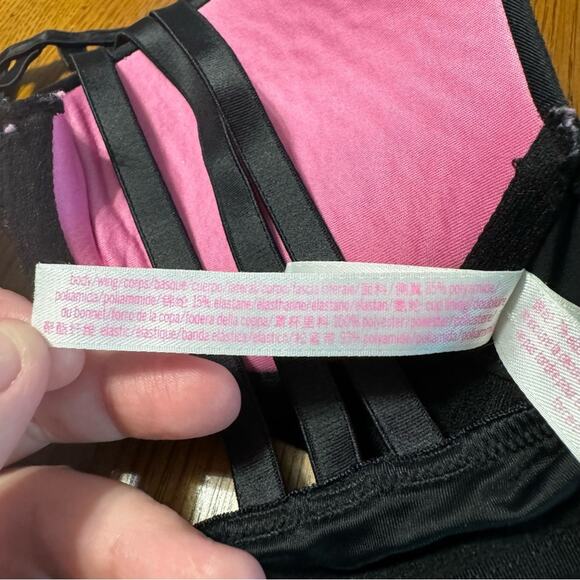PINK Victoria’s Secret Black Wear Everywhere Push Up Bra Size 32B w/ Underwire - Picture 10 of 11